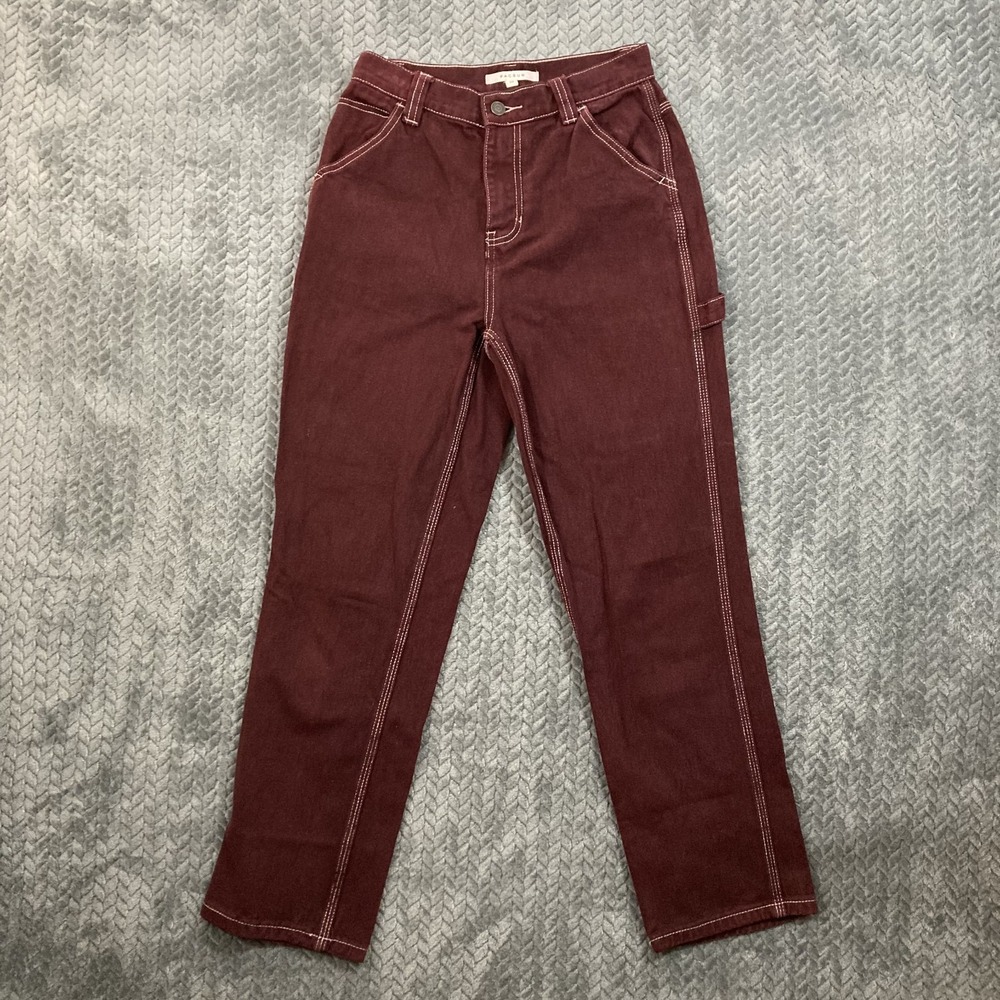 PacSun High Rise Carpenter Jeans Women's 25 Burgundy 26x26 Denim Streetwear